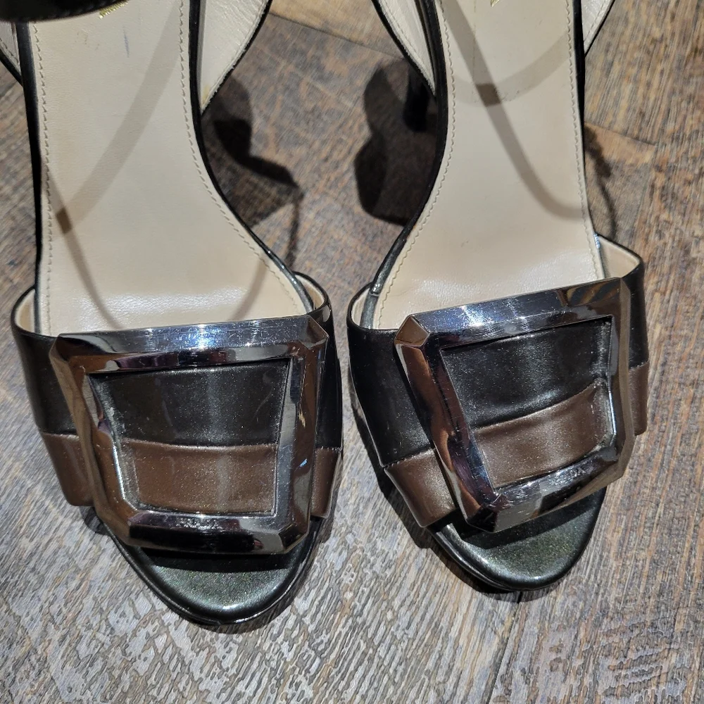 Prada Black and Brown Strappy Heels - Picture 6 of 16